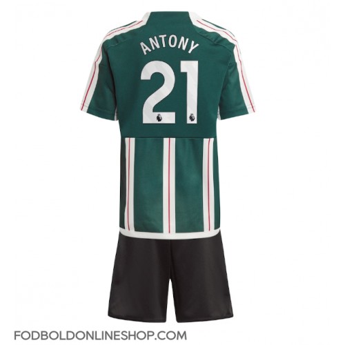 Manchester United Antony #21 Udebane Trøje Børn 2023-24 Kortærmet (+ Korte bukser)